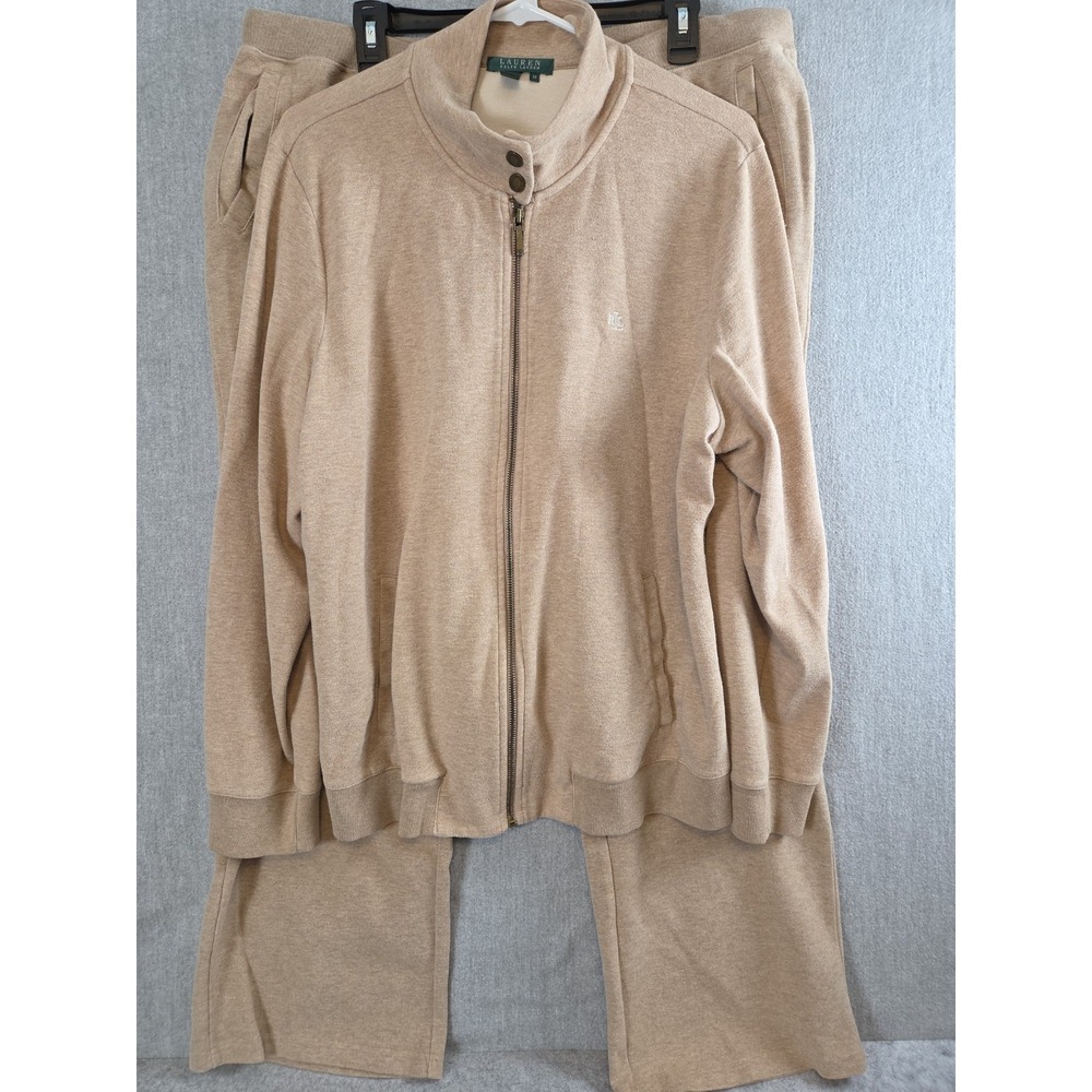 Lauren Ralph Lauren Sweatsuit 2X Full Zip Mock Top & Pants Track Suit Vintage